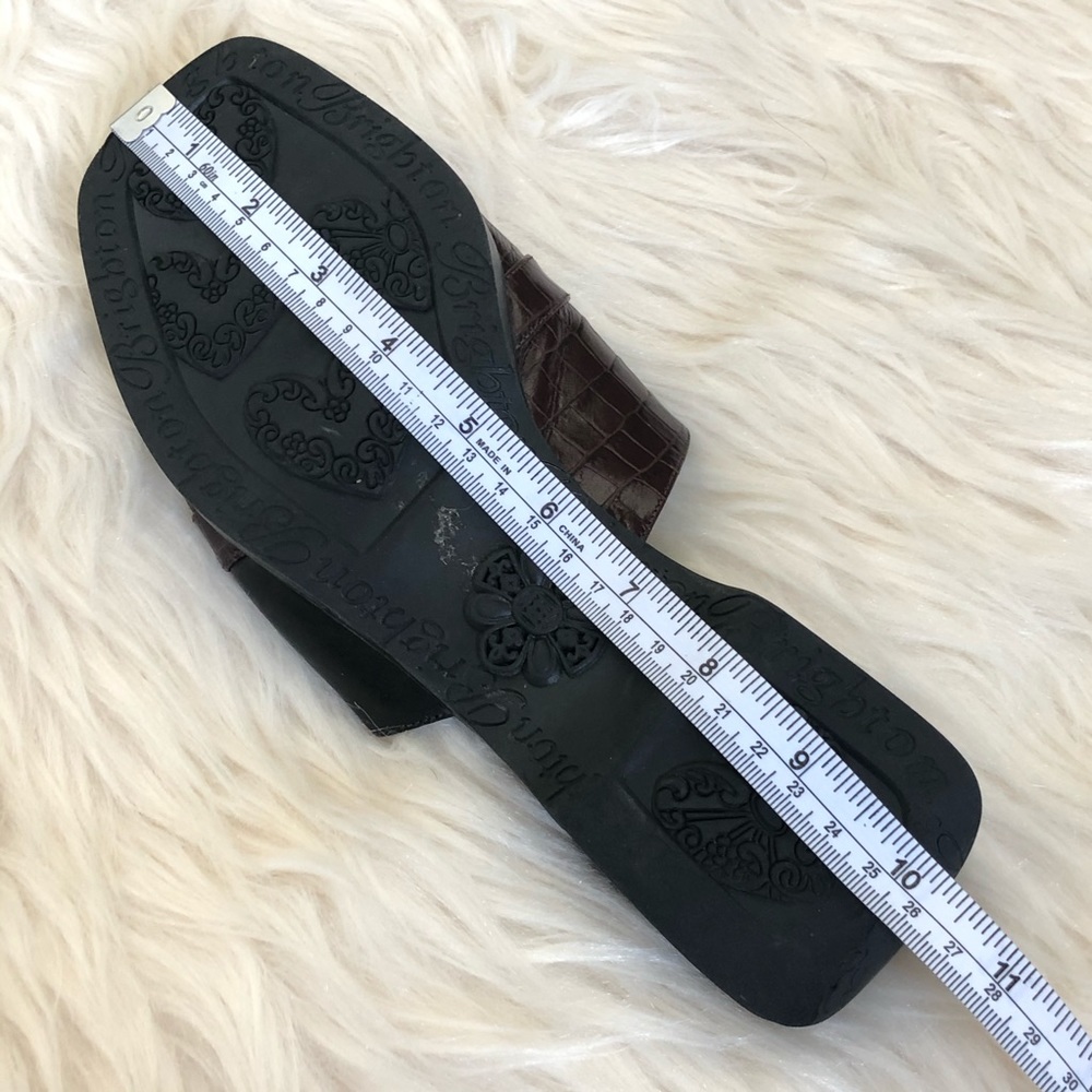 Brighton Button Slip On Brown Leather Sandal Mule - Picture 11 of 11
